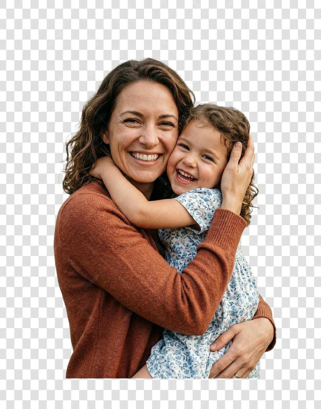 Foto Recortada Mãe e Filha Sorrindo Dia das Mães PNG Fundo Transparente