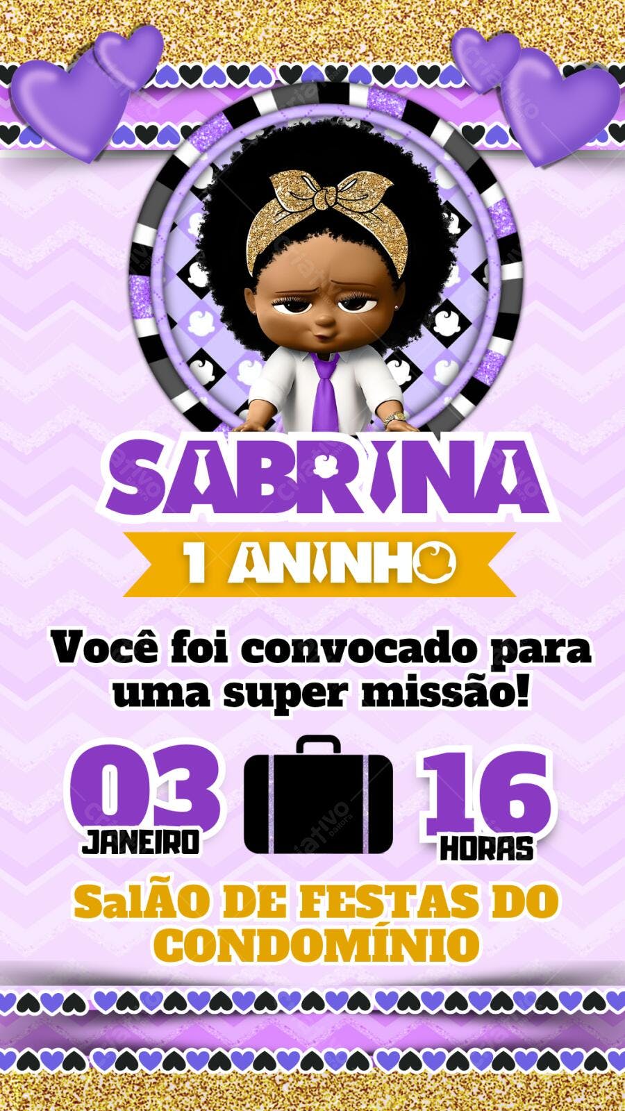 Convite Aniversário Chefinha Baby Menina 1 Aninho Editável