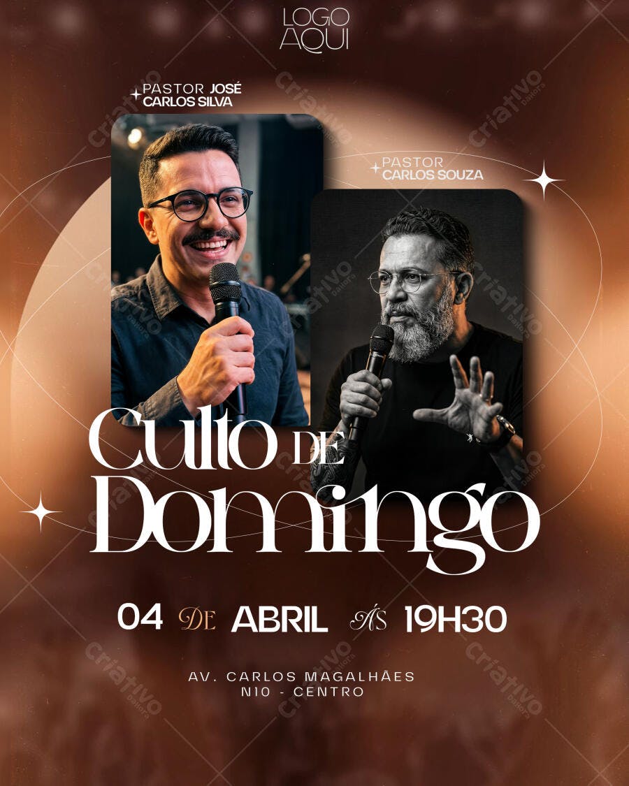 Flyer Culto de Domingo Igreja Evangélica PSD Editável