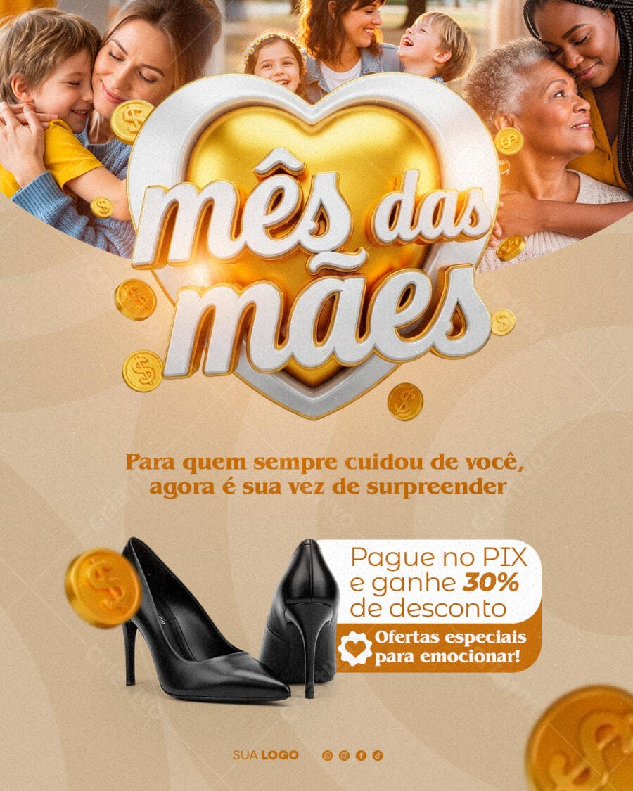 Post Instagram Mês das Mães Promoção Loja PSD Editável