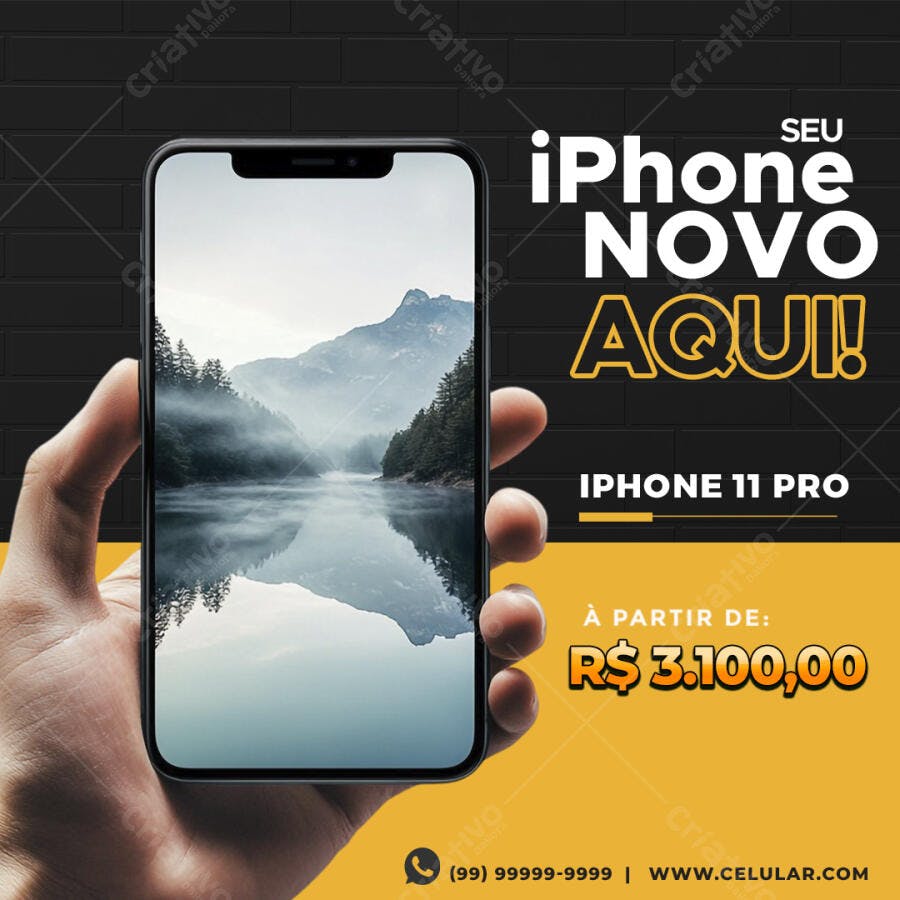 Banner iPhone 11 Pro Loja de Celulares PSD Editável