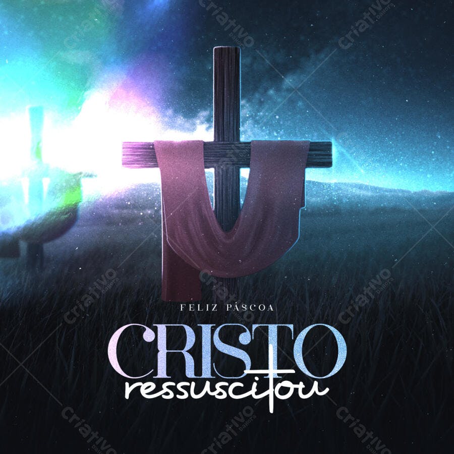Arte Religiosa Páscoa Cristo Ressuscitou PSD Editável