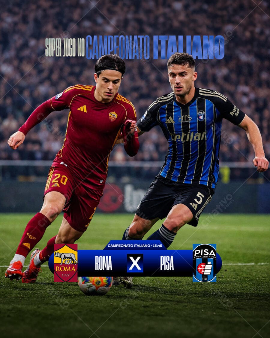 Banner Jogo Futebol Campeonato Italiano Roma x Pisa PSD Editável