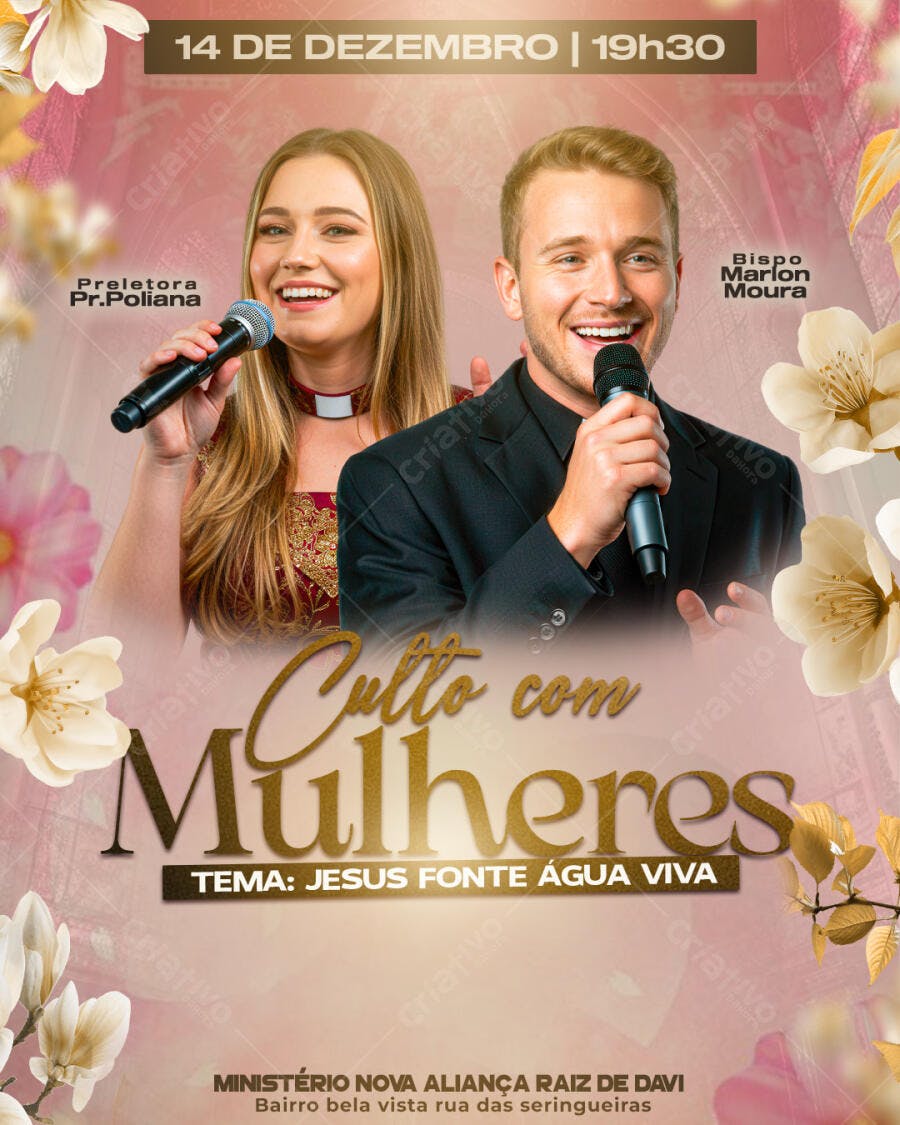 Convite Culto com Mulheres 14 de Dezembro Igreja PSD Editável