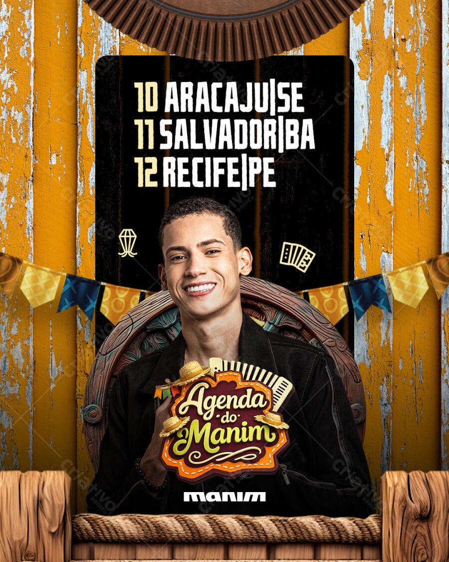 Agenda do Manim Aracaju Salvador Recife Tour PSD Editável