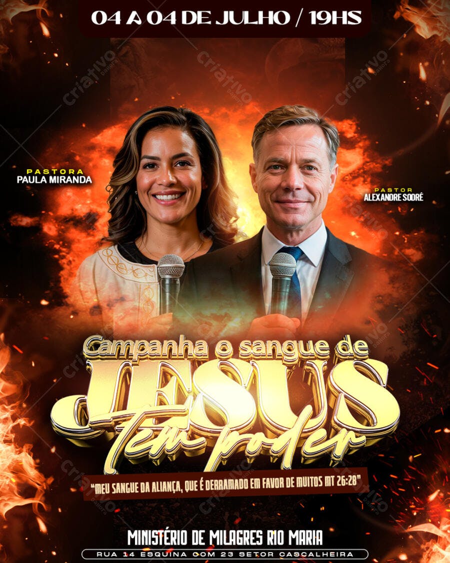 Campanha Jesus Tem Poder Ministério de Milagres Rio Maria PSD Editável