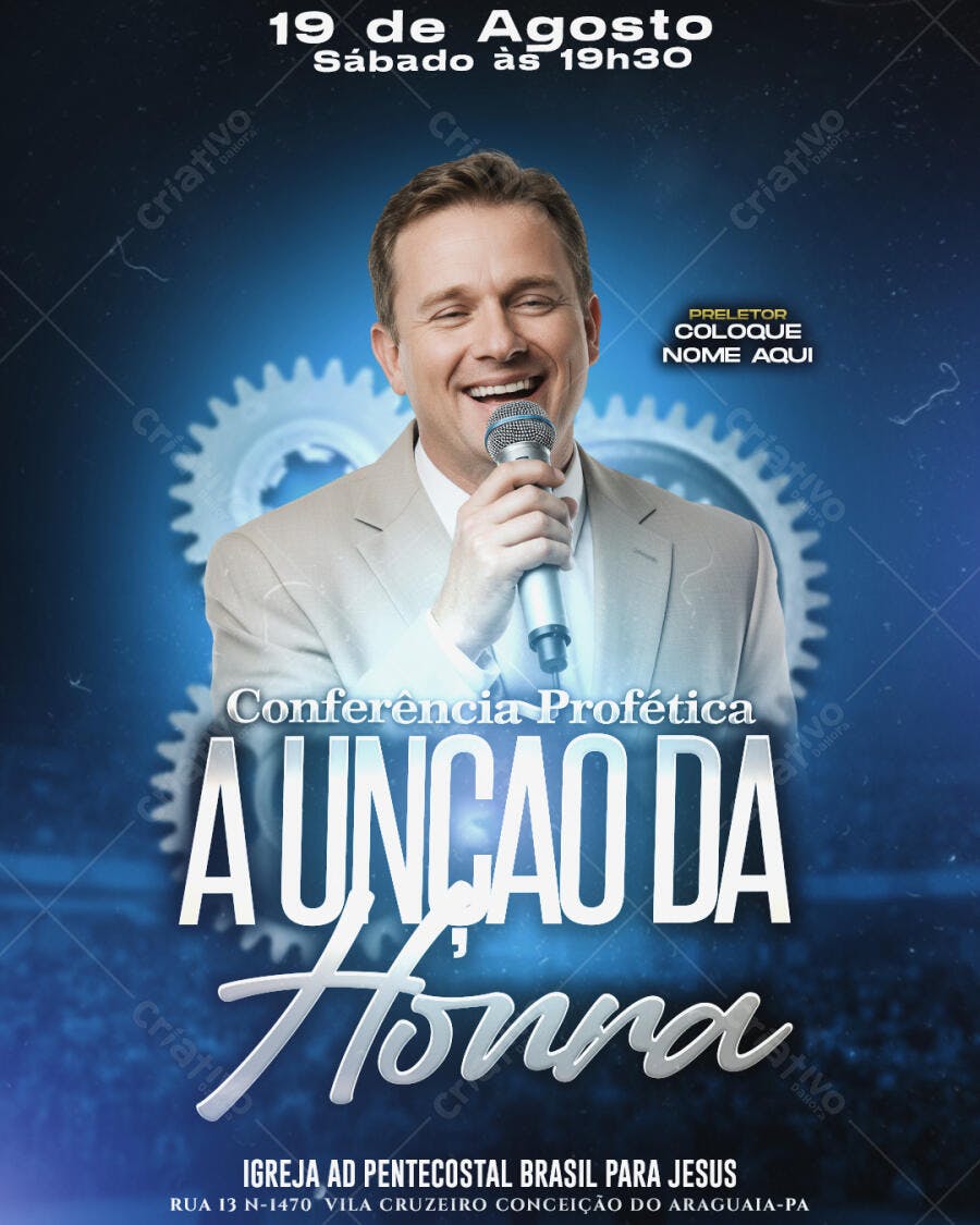 Convite Conferência Profética A Unção da Honra Igreja PSD Editável