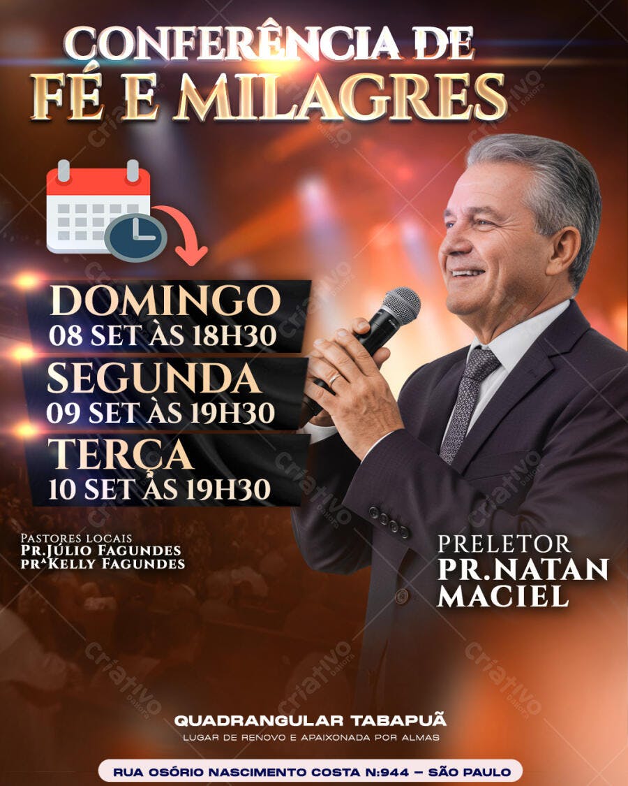 Conferência Fé e Milagres Igreja PSD Editável