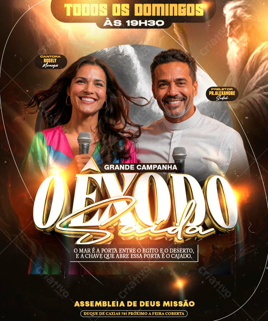 Flyer Grande Campanha O Exodo Saida Igreja PSD Editável