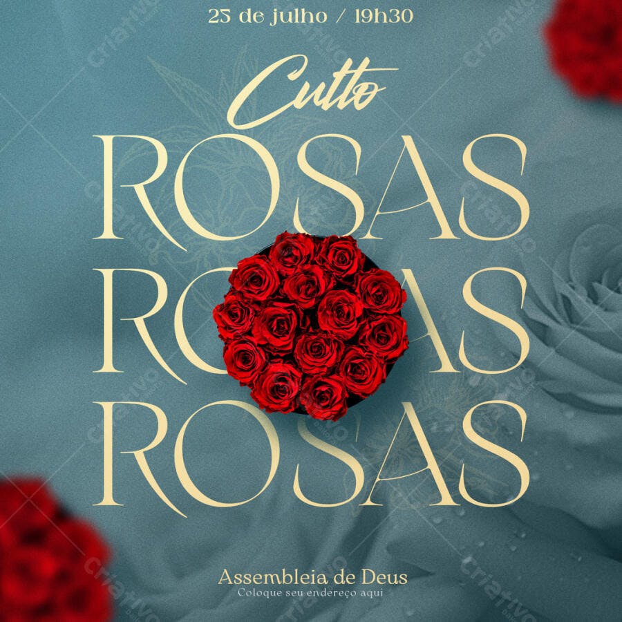 Convite Assembleia de Deus Rosas 25 de Julho PSD Editável