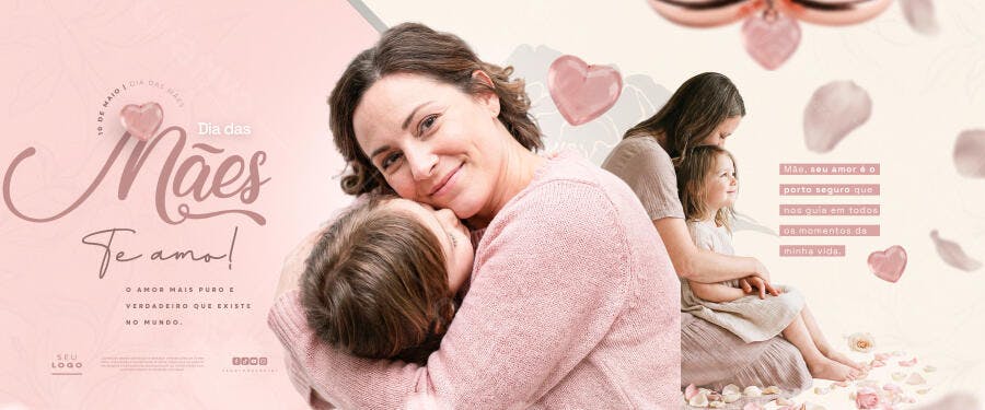 Banner Dia das Mães Te Amo Loja PSD Editável
