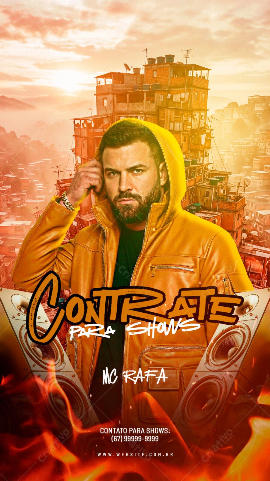 Flyer Contrate para Shows MC Rafa PSD Editável