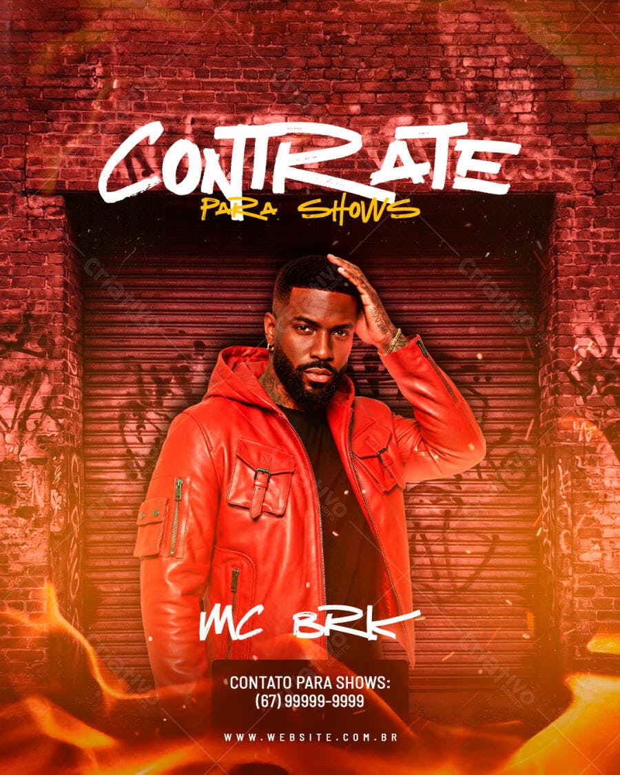 Flyer Contrate MC BRK Shows PSD Editável