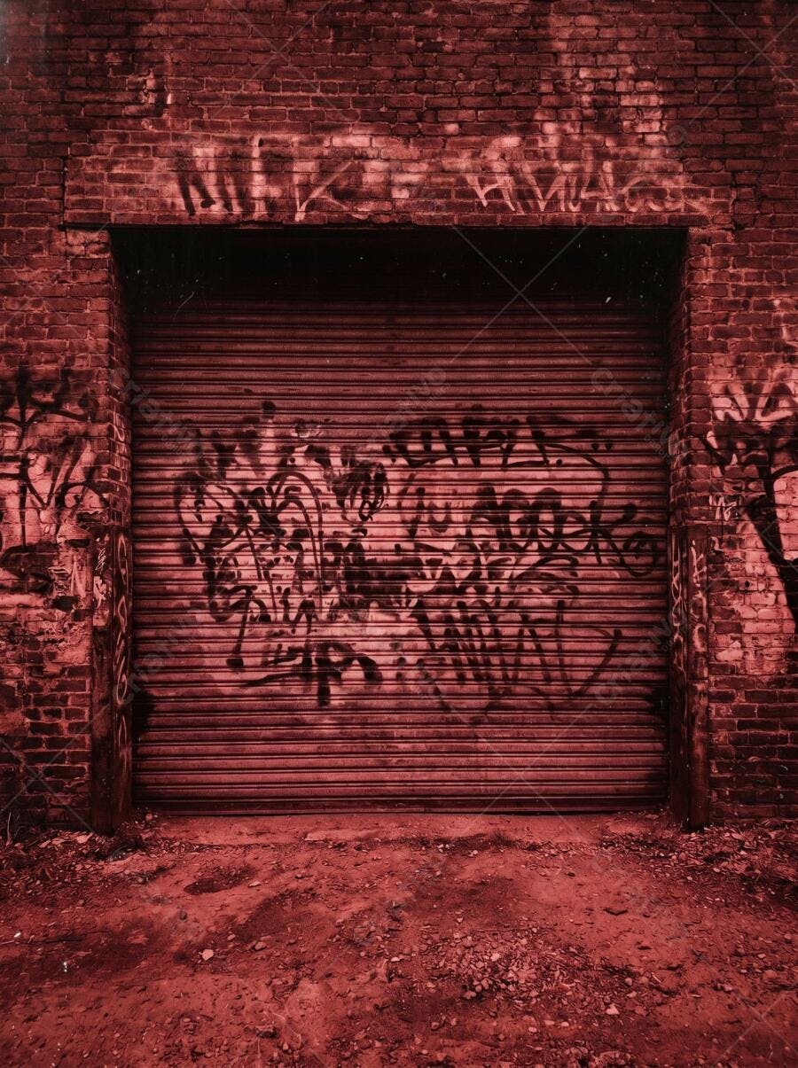 Foto Portão de Metal Grafitado Fachada Urbana Vermelha