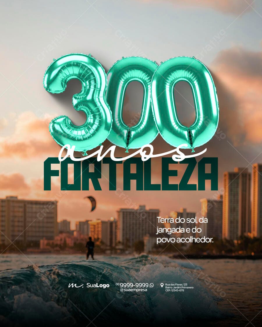 Aniversário Fortaleza 300 anos Flyer PSD Editável