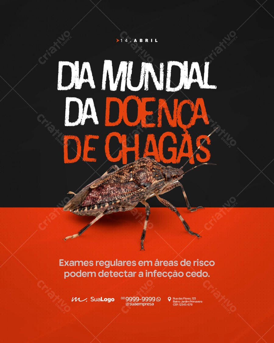 Dia Mundial Doença Chagas 14 Abril Saúde PSD Editável