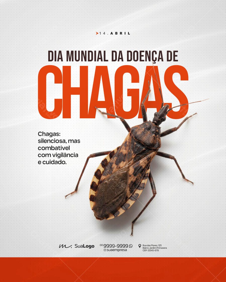 Dia Mundial da Doença de Chagas 14 de Abril Saúde PSD Editável