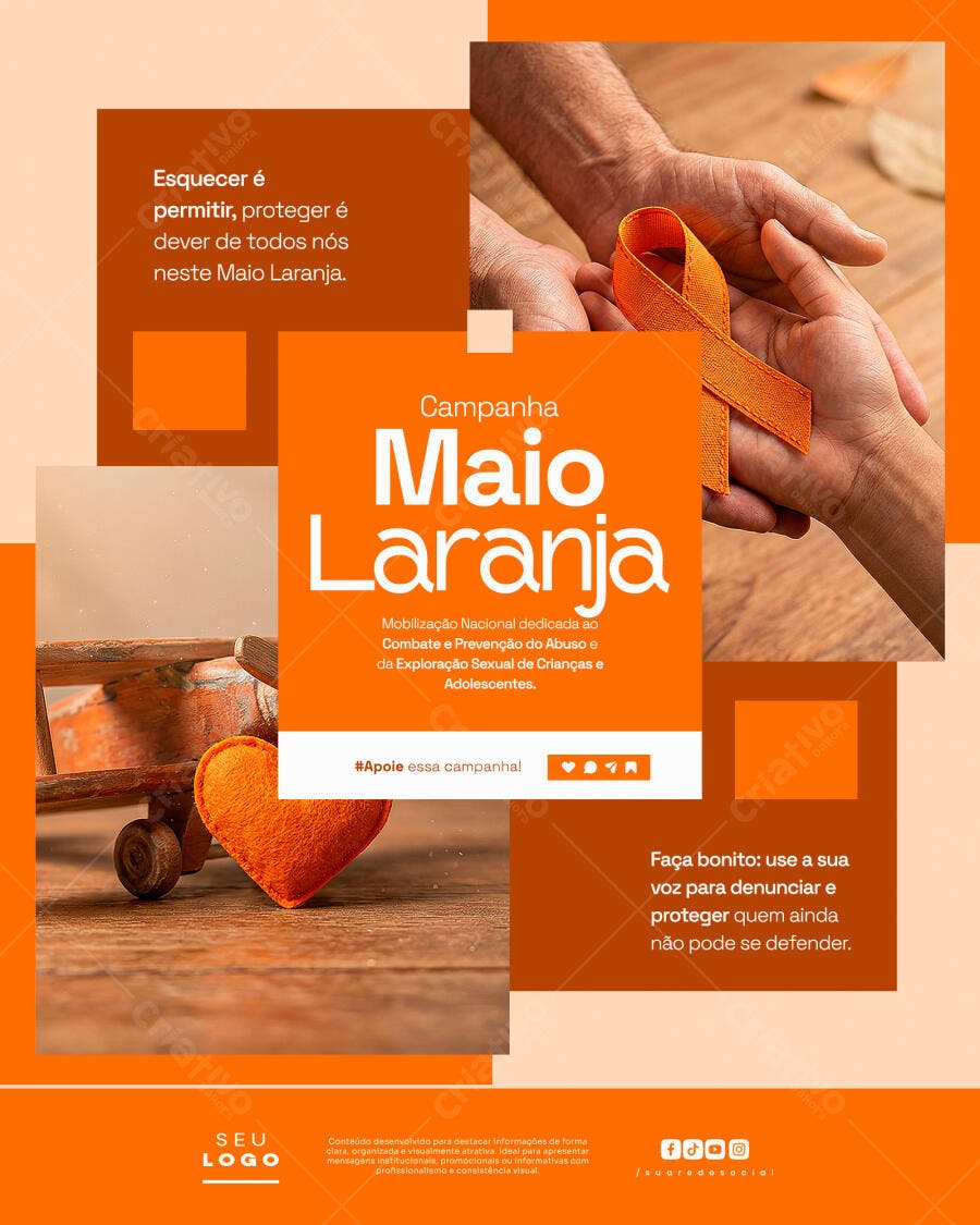 Campanha Maio Laranja Mobilização Social PSD Editável