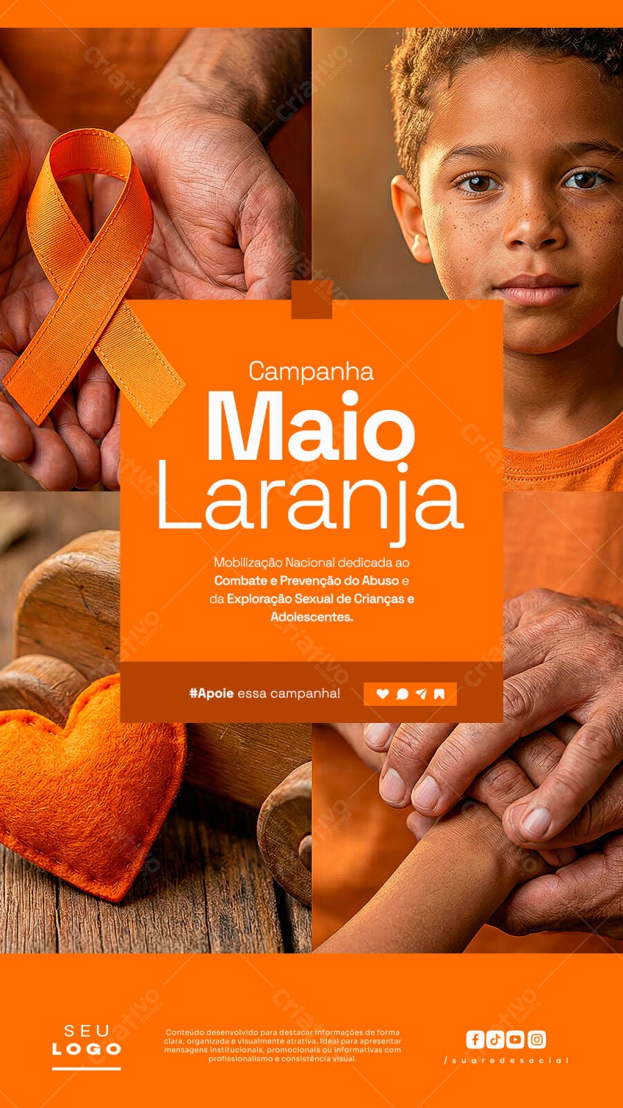 Campanha Maio Laranja Mobilização Social PSD Editável