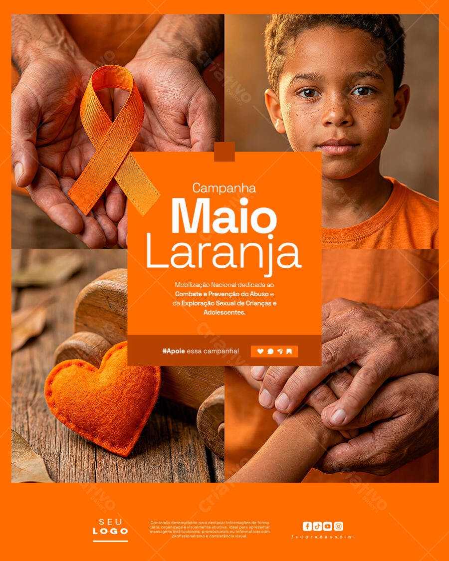 Campanha Maio Laranja Mobilização Social PSD Editável