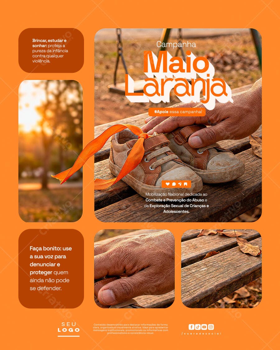 Campanha Maio Laranja Conscientização Social PSD Editável