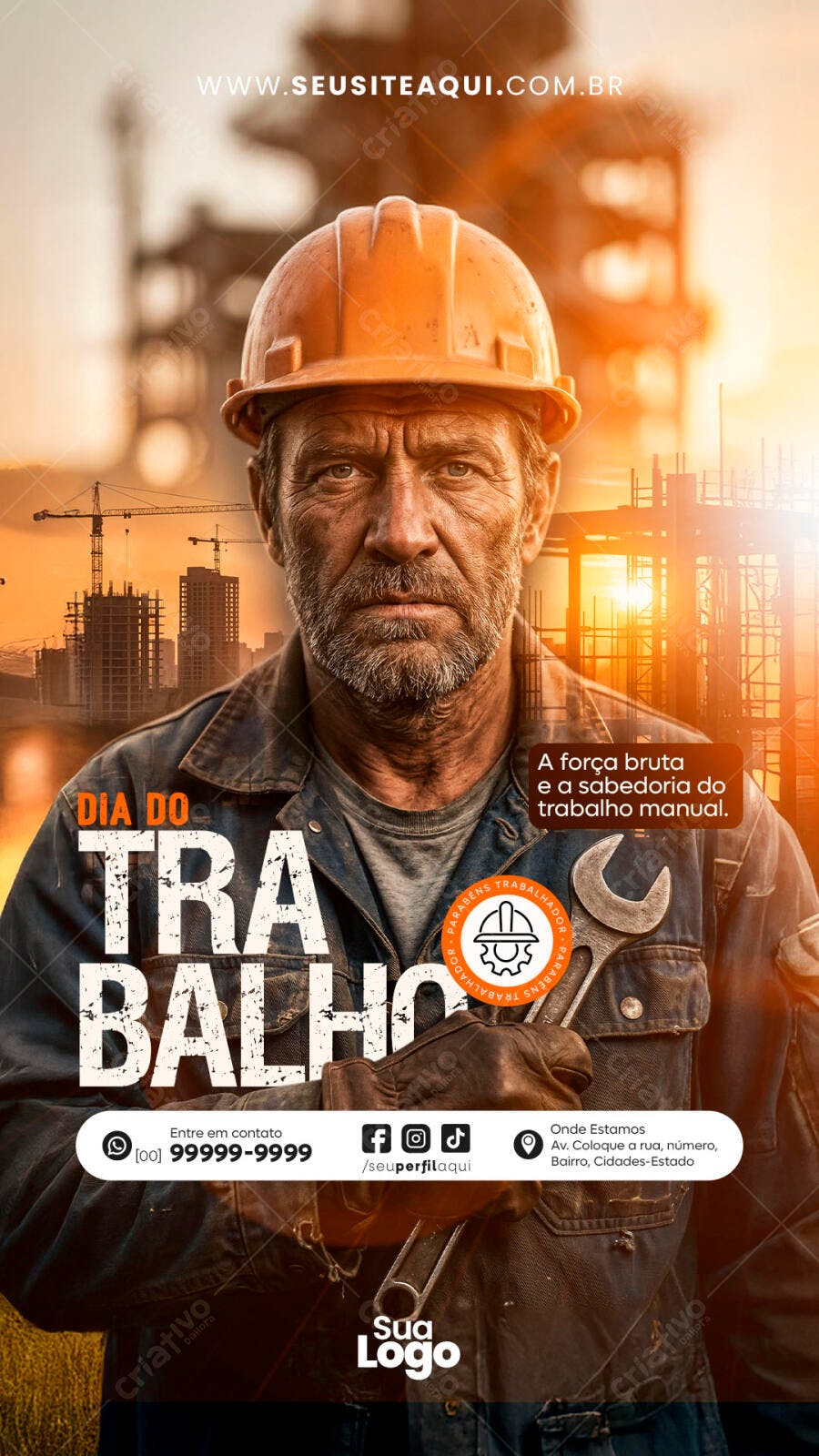 Social Media Dia do Trabalhador Construção Civil PSD Editável