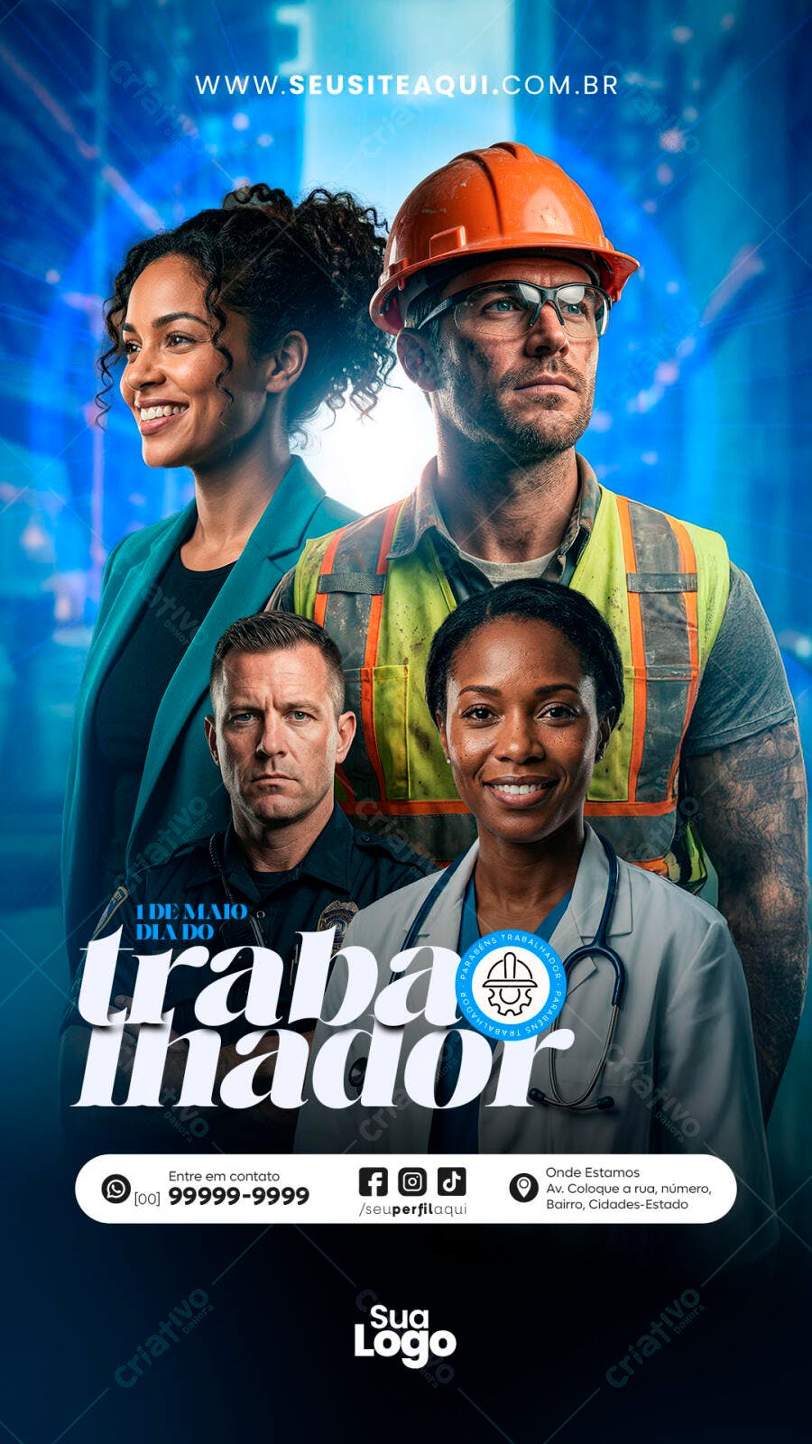 Banner Dia do Trabalhador 1 de Maio PSD Editável