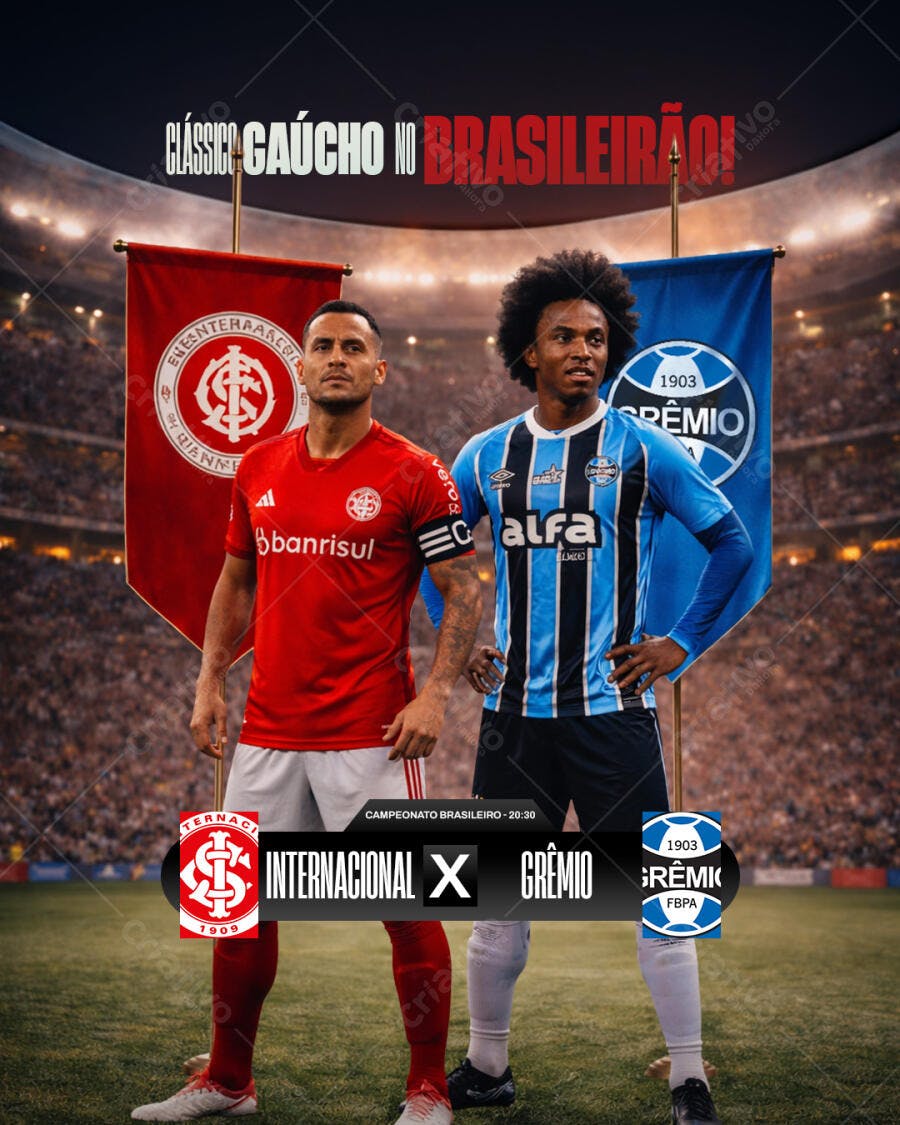 Banner Clássico Gaúcho Brasileirão Internacional x Grêmio PSD Editável