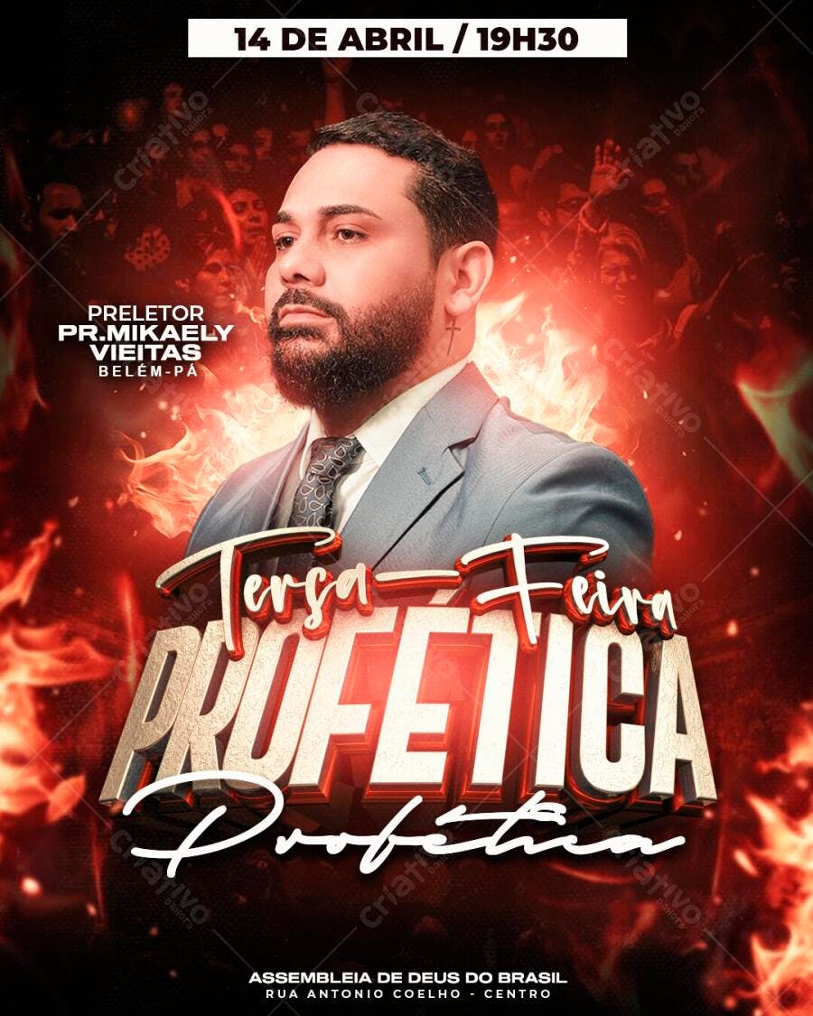 Flyer Terça-Feira Profética Igreja Evangélica PSD Editável
