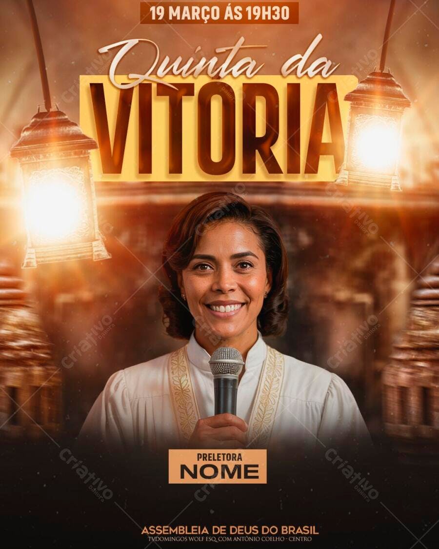 Flyer Evento Religioso Igreja Quinta da Vitória PSD Editável