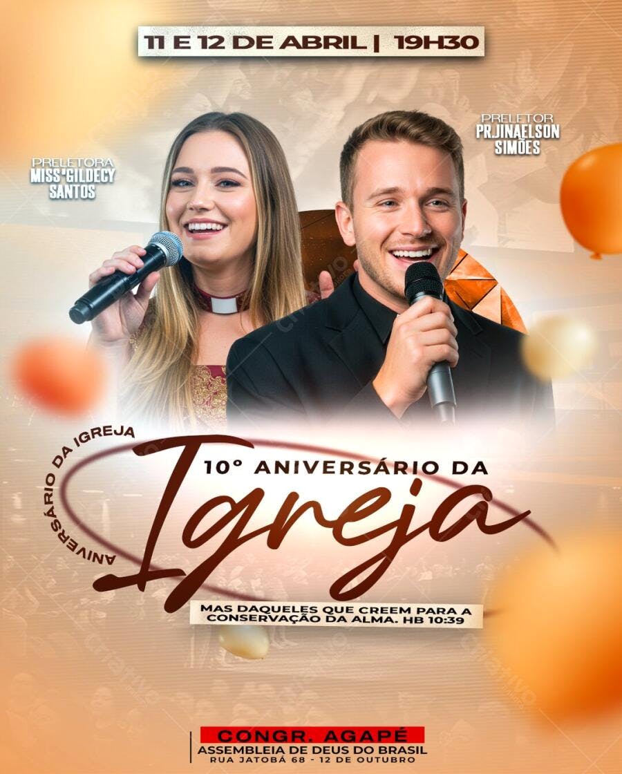 Flyer Aniversário Igreja Evento Religioso PSD Editável