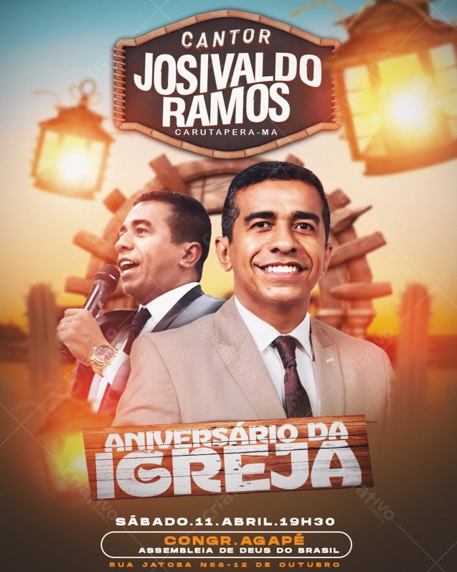 Flyer Aniversário de Igreja Evento Religioso PSD Editável