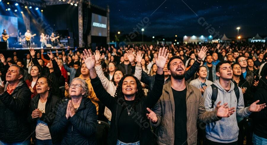 Foto Pessoas Multidão Show Musical Noturno Mãos Erguidas