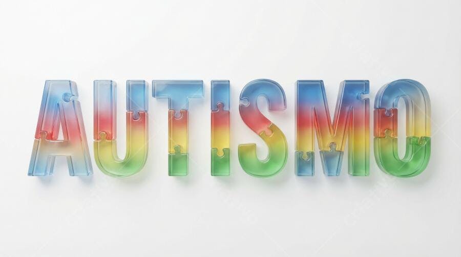 Foto Autismo Letras Coloridas Transparente Fundo Branco