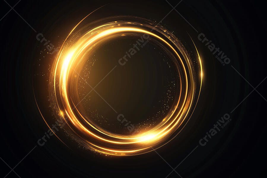 Foto Abstrata Círculo Dourado Brilhante Fundo Escuro Efeito Luz
