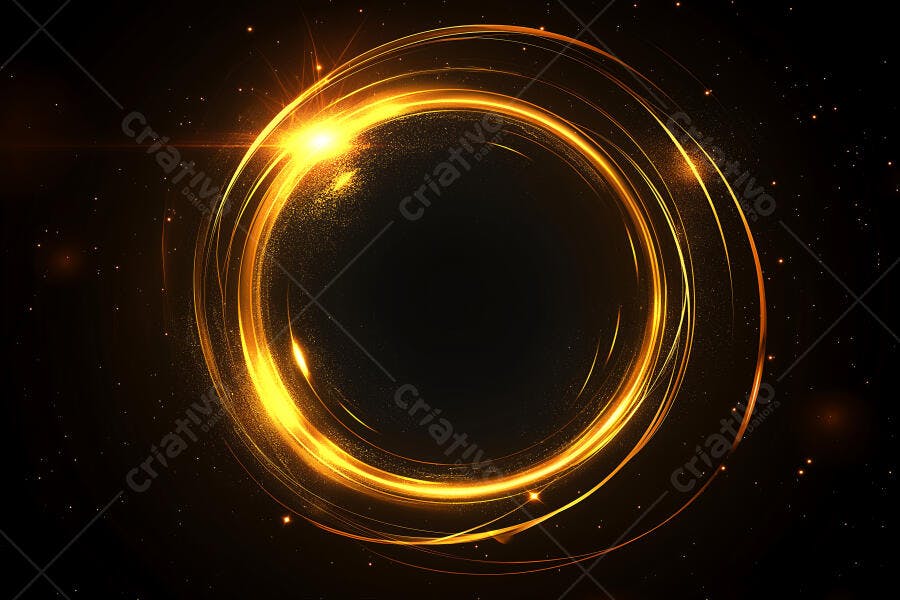 Foto Abstrata Círculos Dourados Brilhantes Fundo Estrelado Escuro