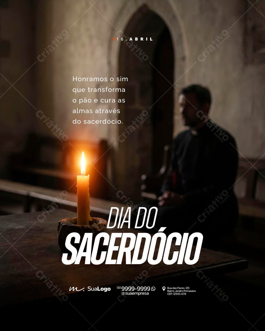 Post Dia do Sacerdócio Igreja Católica PSD Editável