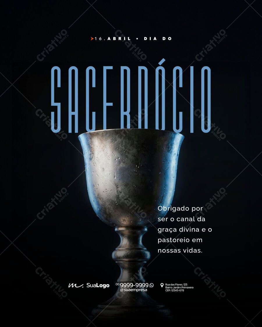Post Dia do Sacerdócio Igreja Cálice PSD Editável