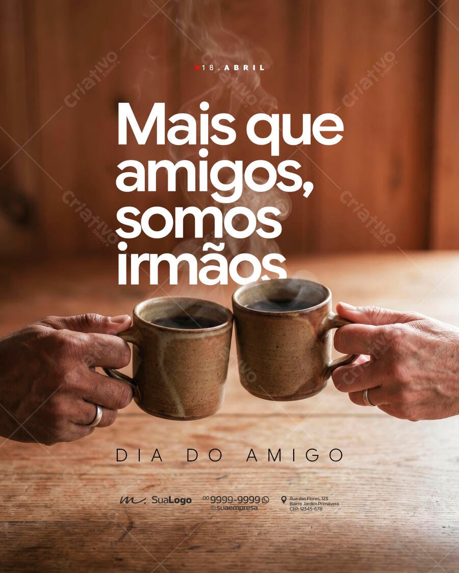 Post Instagram Dia do Amigo Café Amizade PSD Editável