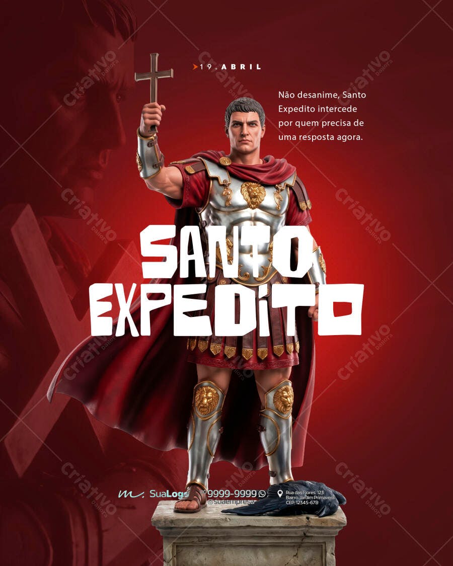 Post Social Media Santo Expedito 19 Abril PSD Editável