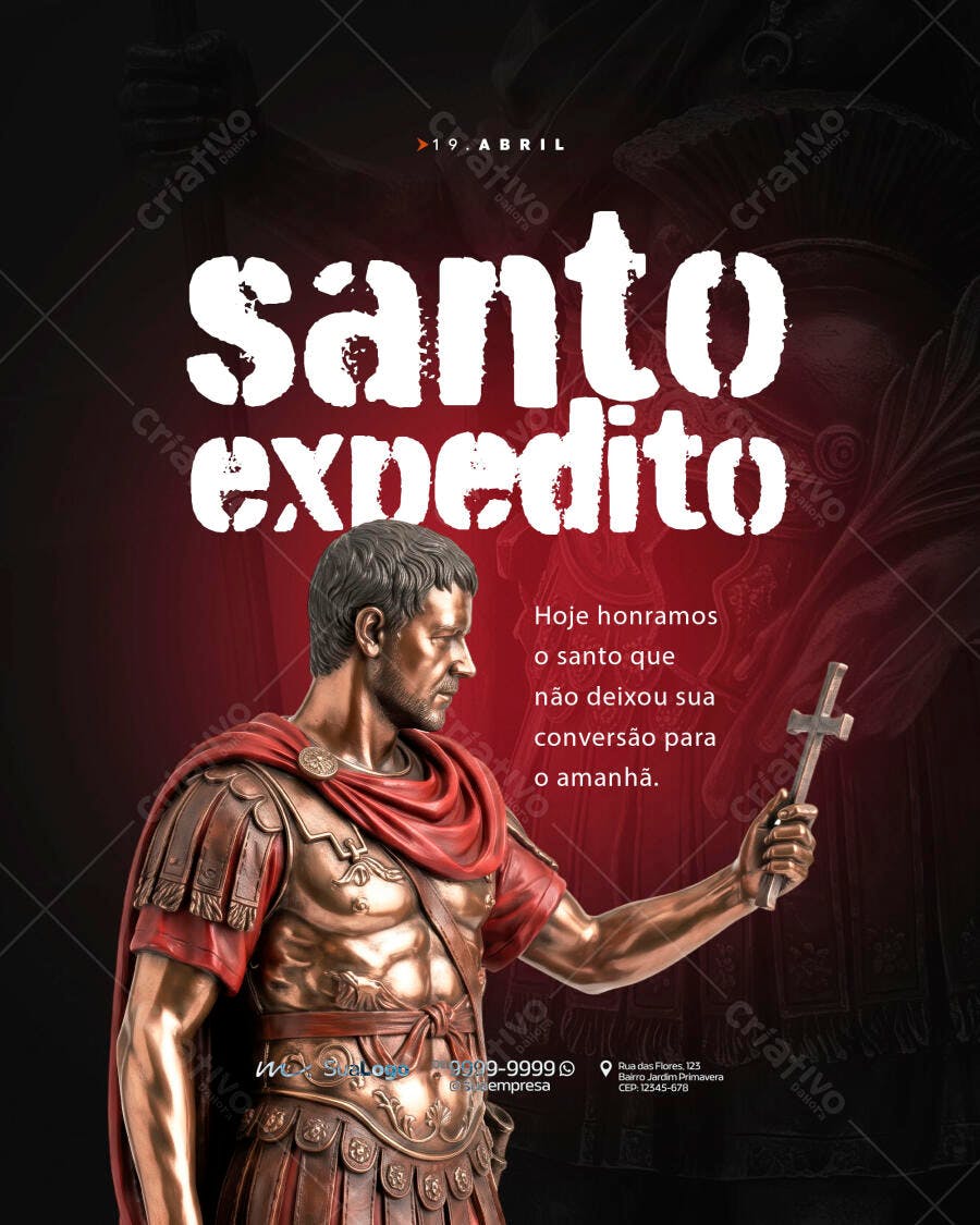 Post Instagram Santo Expedito 19 Abril PSD Editável