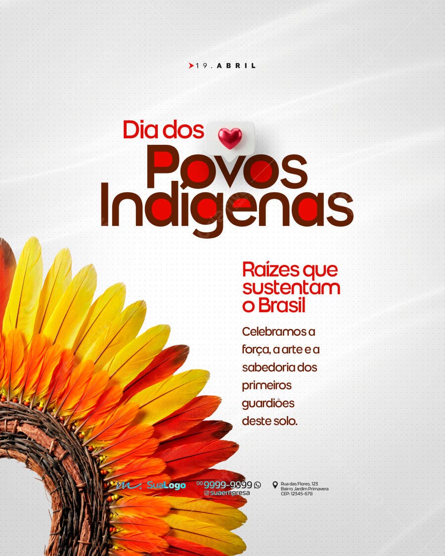 Post Instagram Dia dos Povos Indígenas 19 Abril PSD Editável