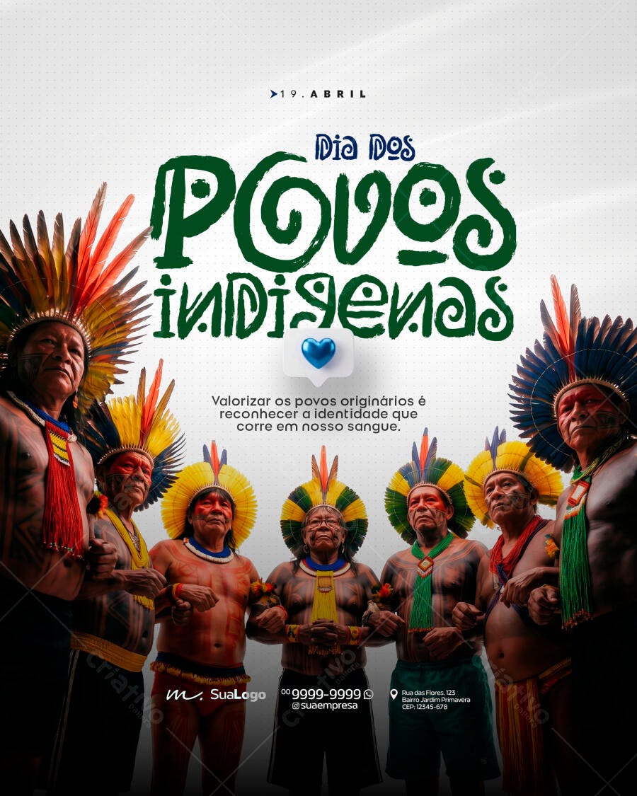 Post Dia dos Povos Indígenas 19 de Abril PSD Editável
