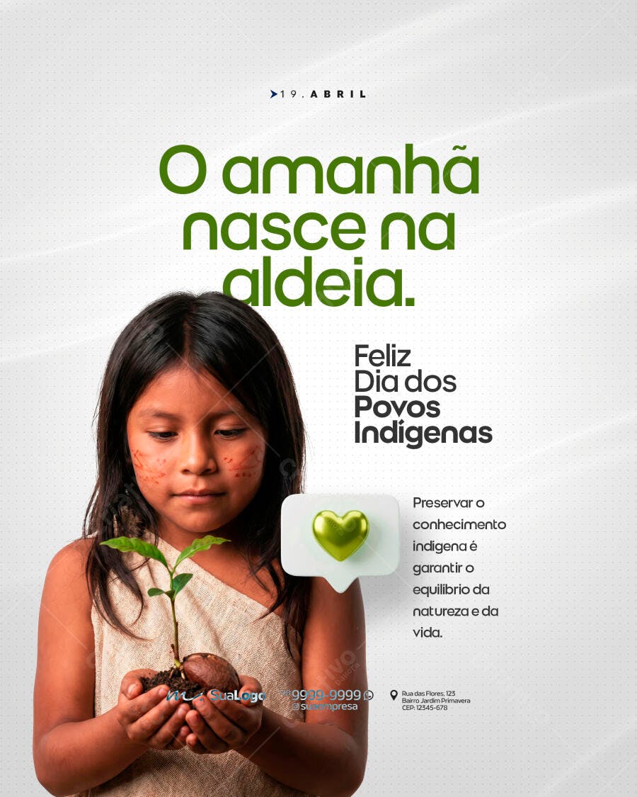 Post Dia dos Povos Indígenas Sustentabilidade PSD Editável