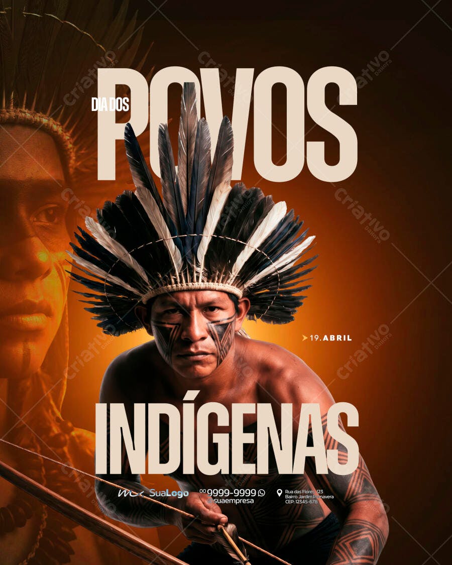 Flyer Dia dos Povos Indígenas 19 Abril PSD Editável