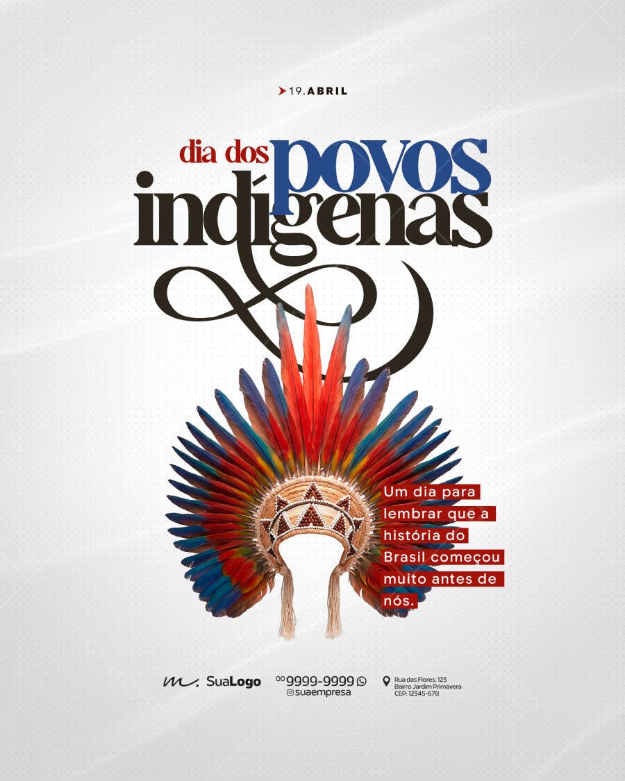 Post Instagram Dia dos Povos Indígenas 19 Abril PSD Editável