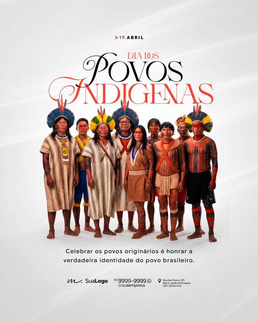 Post Dia dos Povos Indígenas 19 de Abril PSD Editável