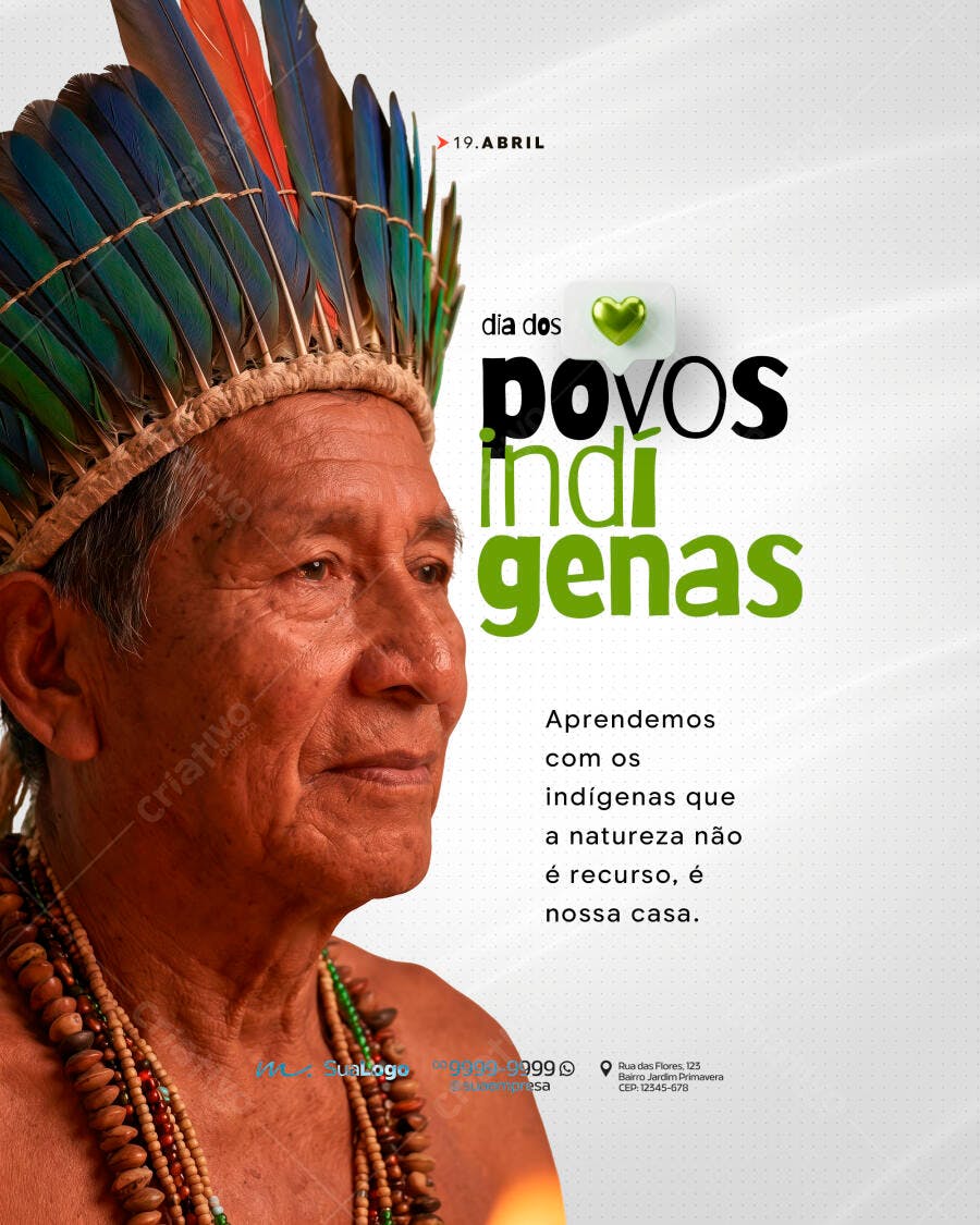 Post Instagram Dia dos Povos Indígenas 19 Abril PSD Editável
