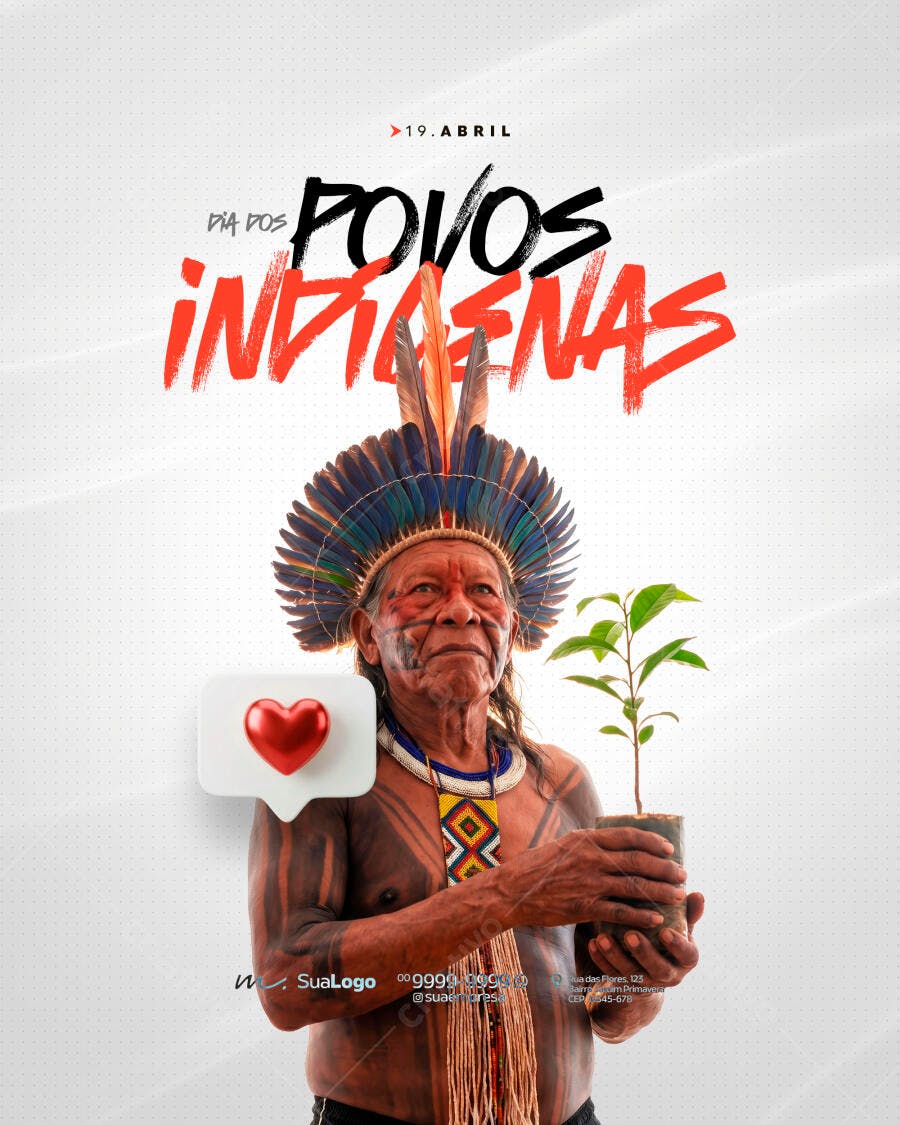 Post Instagram Dia dos Povos Indígenas 19 Abril PSD Editável