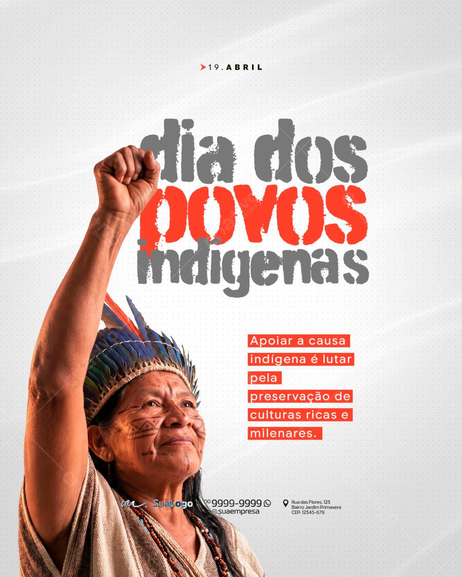 Post Social Media Dia dos Povos Indígenas PSD Editável